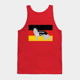 german shepherd black and silver name silhouette on flag Tank Top